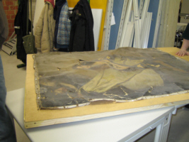Sicherung der Originalkopie "Heilige Agnes" nach Ribera, Exponat des Reiff-Museums