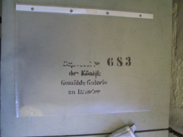 Dokumentation der Inschriften auf der Originalkopie "Heilige Agnes" nach Ribera, Exponat des Reiff-Museums